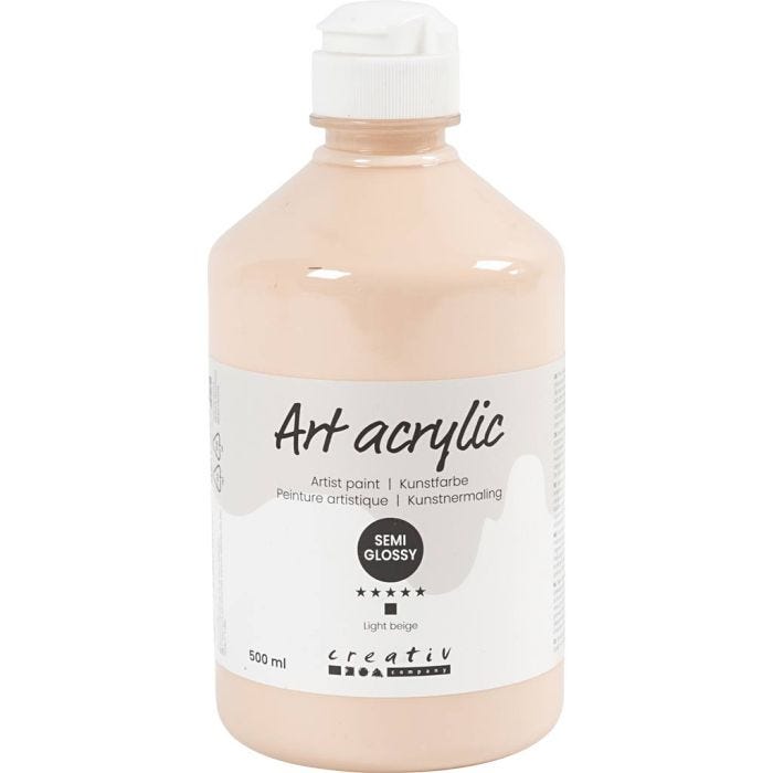 Acrylfarbe, Mattglänzend, Deckend, Hellbeige, 500 ml/ 1 Fl.