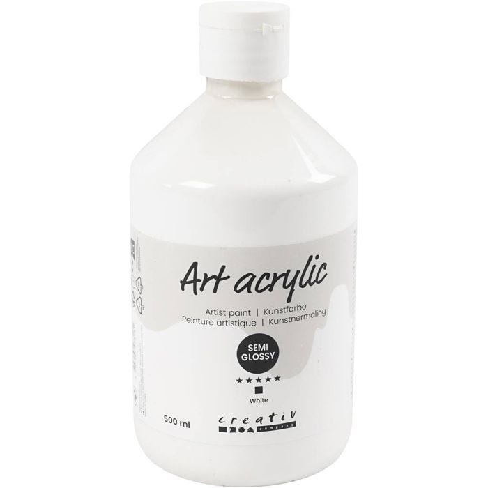 Acrylfarbe, Mattglänzend, Deckend, Weiß, 500 ml/ 1 Fl.