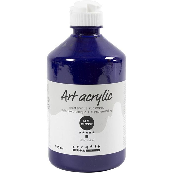Acrylfarbe, Mattglänzend, Deckend, Ultramarinblau, 500 ml/ 1 Fl.