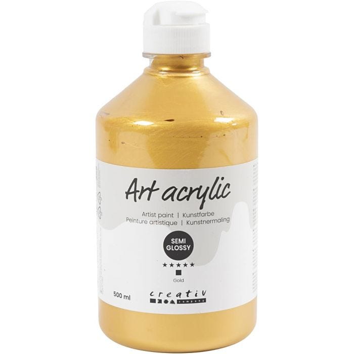 Acrylfarbe, Mattglänzend, Deckend, Gold, 500 ml/ 1 Fl.
