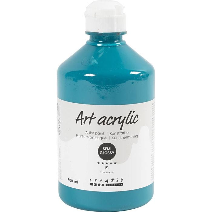 Acrylfarbe, Mattglänzend, Deckend, Türkis, 500 ml/ 1 Fl.