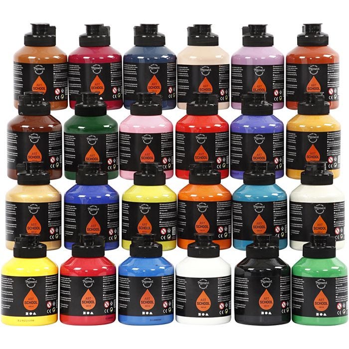 Acrylfarbe, Mattglänzend, Sortierte Farben, 24x500 ml/ 1 Pck