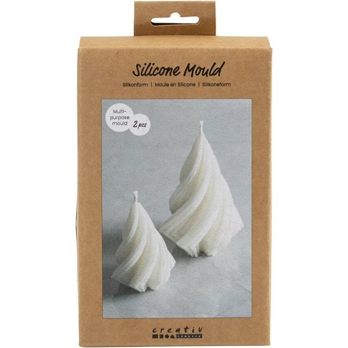 Silikonform, Weihnachtsbäume, H 8+11 cm, D 5+7 cm, 2 Stk/ 1 Pck