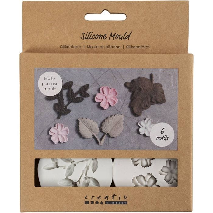 Silikonform, Blätter und Blüten, H 0,5 cm, L 1,8-4,5 cm, 4 Stk/ 1 Stk