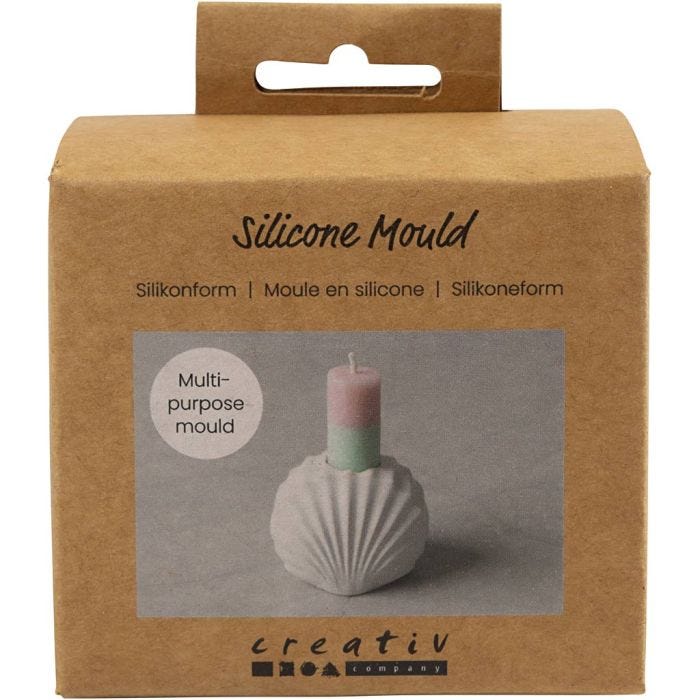 Silikonform, Kerzenhalter Muschel, H 5,5 cm, L 6,8 cm, B 5,5 cm, 1 Stk