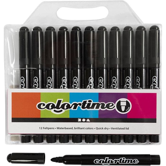 Colortime Marker, Strichstärke 5 mm, Schwarz, 12 Stk/ 1 Pck