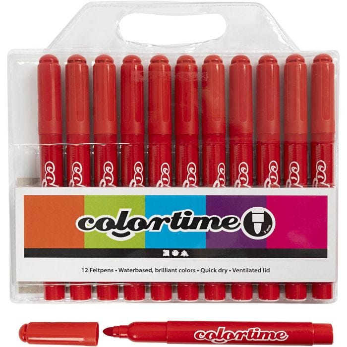 Colortime Marker, Strichstärke 5 mm, Rot, 12 Stk/ 1 Pck