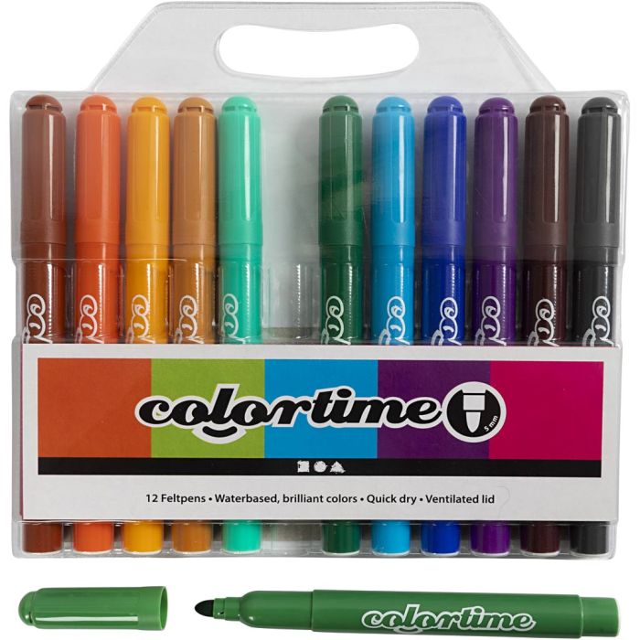 Colortime Marker, Strichstärke 5 mm, Zusätzliche Farben, 12 Stk/ 1 Pck