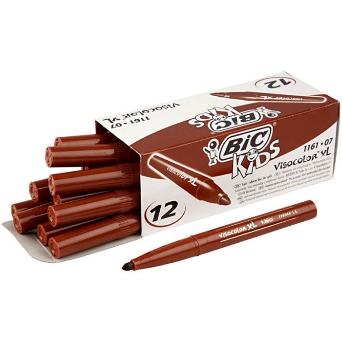 BIC Visa Color Filzstifte, Strichstärke 3 mm, Mittelbraun, 12 Stk/ 1 Pck
