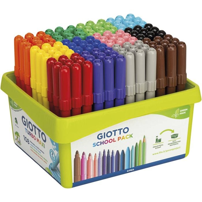 GIOTTO Filzstifte, Strichstärke 5 mm, Sortierte Farben, 12x9 Stk/ 1 Pck