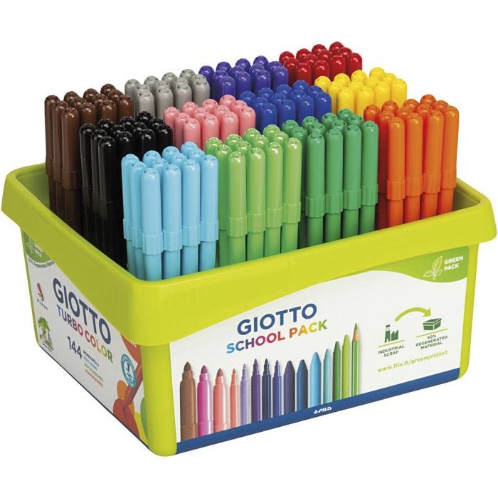 GIOTTO Filzstifte, Strichstärke 2,8 mm, Sortierte Farben, 12x12 Stk/ 1 Pck