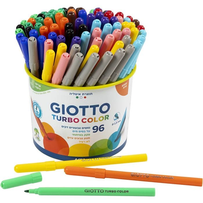 GIOTTO Filzstifte, Strichstärke 2,8 mm, Sortierte Farben, 96 Stk/ 1 Eimer