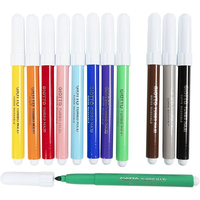 GIOTTO Filzstifte, Strichstärke 5 mm, Sortierte Farben, 12 Stk/ 1 Pck