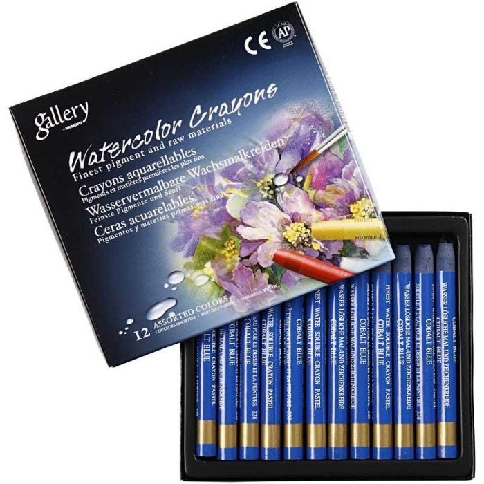 Gallery Aquarell-Kreide, L 9,3 cm, Dicke 8 mm, Kobaltblau (338), 12 Stk/ 1 Pck