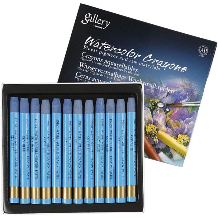Gallery Aquarell-Kreide, L 9,3 cm, Dicke 8 mm, Himmelblau (337), 12 Stk/ 1 Pck
