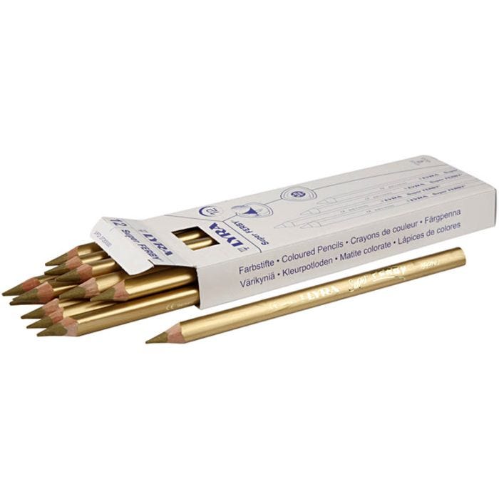 Super Ferby 1 Buntstifte, L 18 cm, Mine 6,25 mm, Gold, 12 Stk/ 1 Pck