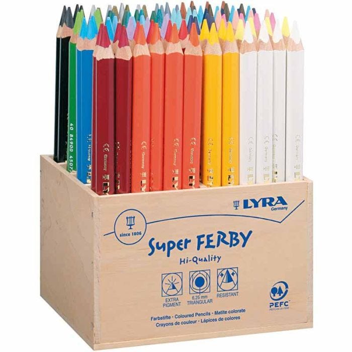 Super Ferby 1 Buntstifte, L 18 cm, Mine 6,25 mm, Sortierte Farben, 96 Stk/ 1 Pck