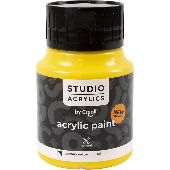 Creall Studio Acrylfarbe, Halbdeckend, primary yellow (06), 500 ml/ 1 Fl.