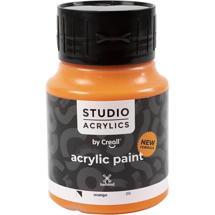 Creall Studio Acrylfarbe, Halbdeckend, orange (09), 500 ml/ 1 Fl.