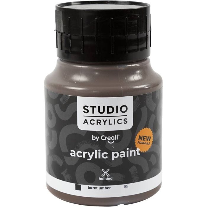 Creall Studio Acrylfarbe, Deckend, burnt umber (69), 500 ml/ 1 Fl.