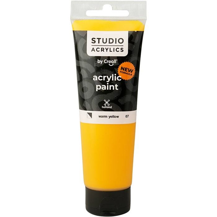 Creall Studio Acrylfarbe, Halbdeckend, warm yellow (07), 120 ml/ 1 Fl.