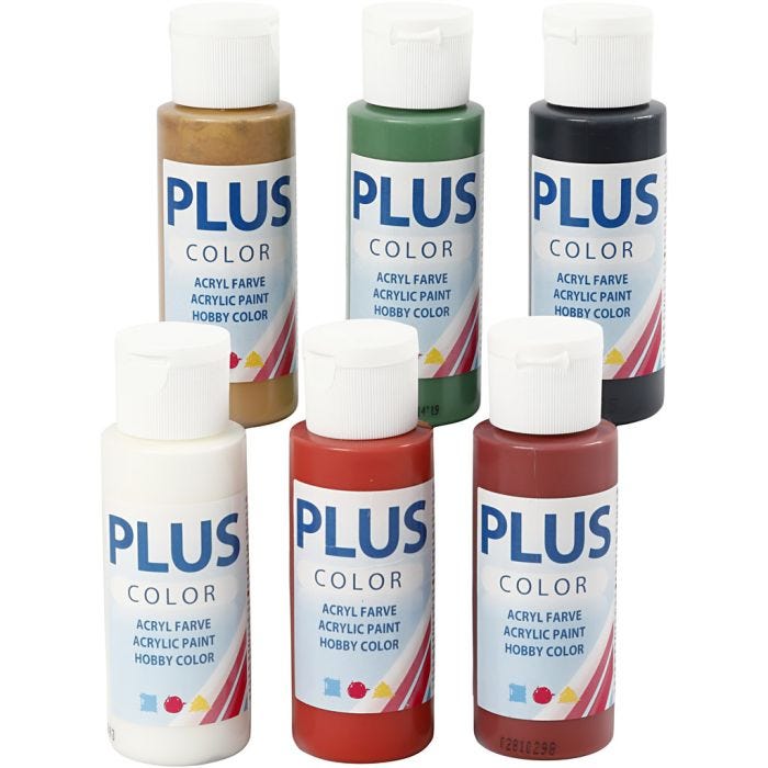 Plus Color Bastelfarbe, Weihnachtsfarben, 6x60 ml/ 1 Pck