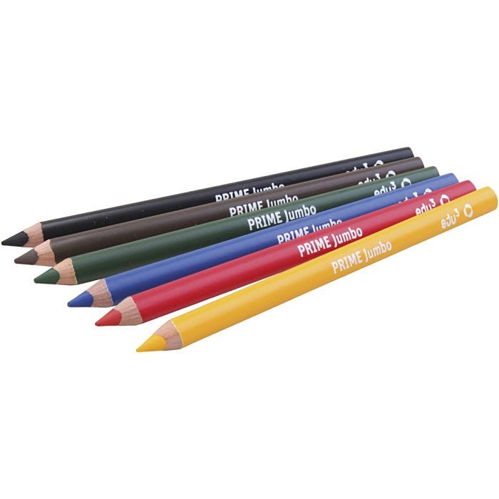 edu3 Jumbo-Buntstifte, Dicke 10 mm, Mine 6,25 mm, Sortierte Farben, 6 Stk/ 1 Pck
