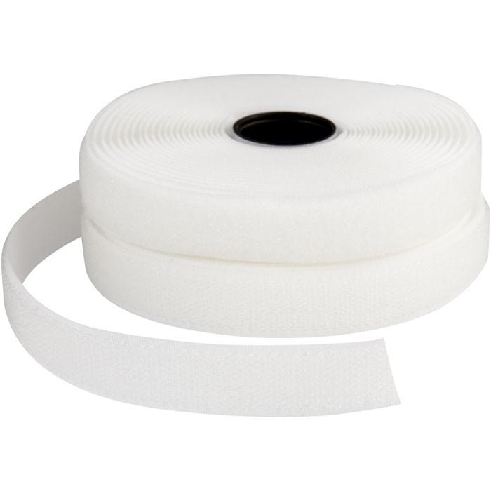 Klettband Haken &amp; Ösen, B 20 mm, Weiß, 5 m/ 1 Rolle
