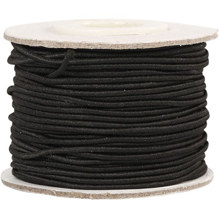 Elastische Schnur, Dicke 1 mm, Schwarz, 25 m/ 1 Rolle