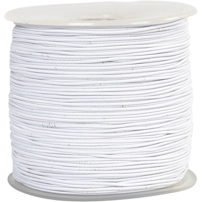 Elastische Schnur, Dicke 1 mm, Weiß, 250 m/ 1 Rolle