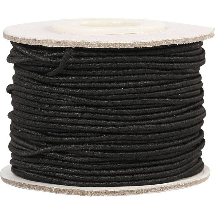 Elastische Schnur, Dicke 1 mm, Schwarz, 25 m/ 1 Rolle