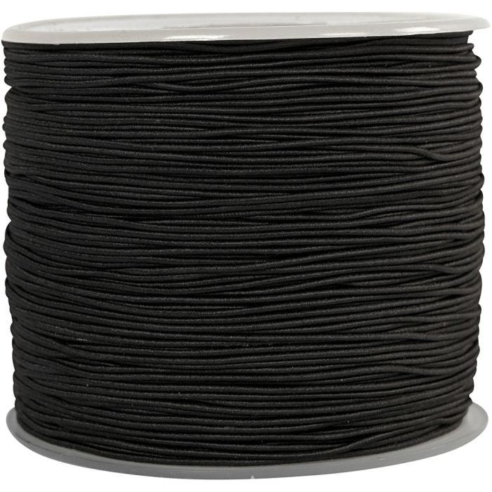 Elastische Schnur, Dicke 1 mm, Schwarz, 250 m/ 1 Rolle