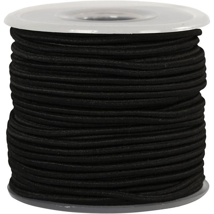 Elastische Schnur, Dicke 2 mm, Schwarz, 25 m/ 1 Rolle