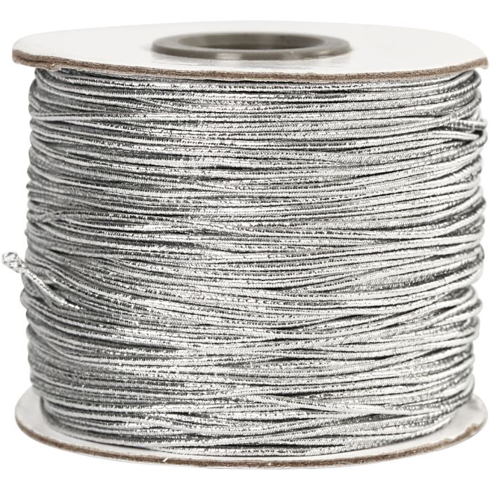 Elastikband, Dicke 1 mm, Silber, 100 m/ 1 Rolle