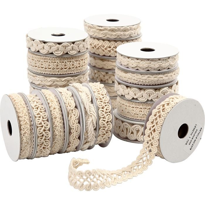 Spitzenborte, B 6-18 mm, Creme, 56x0.90 m/ 1 Pck