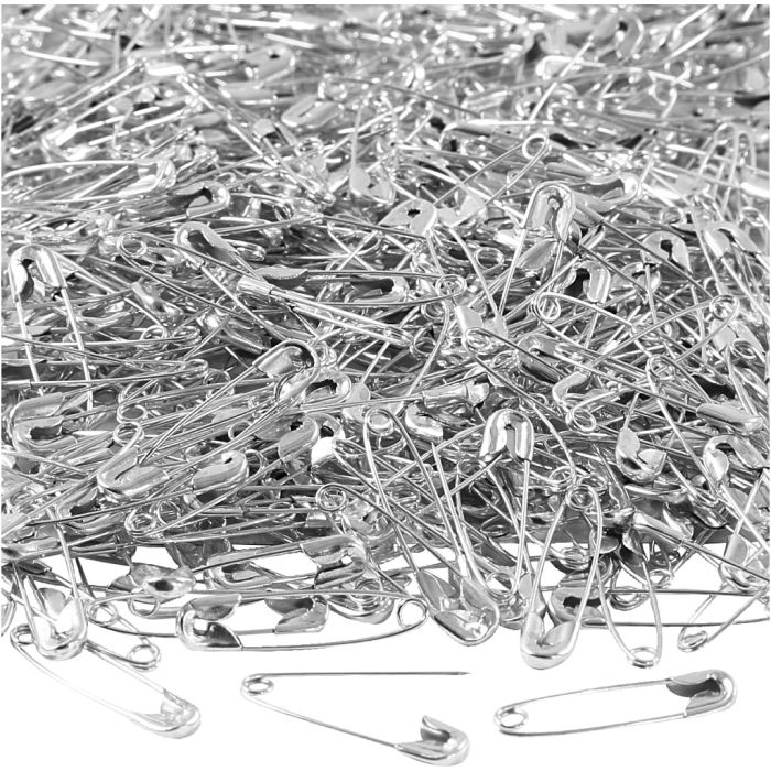 Sicherheitsnadeln, L 22 mm, Dicke 0,6 mm, Silber, 500 Stk/ 1 Pck