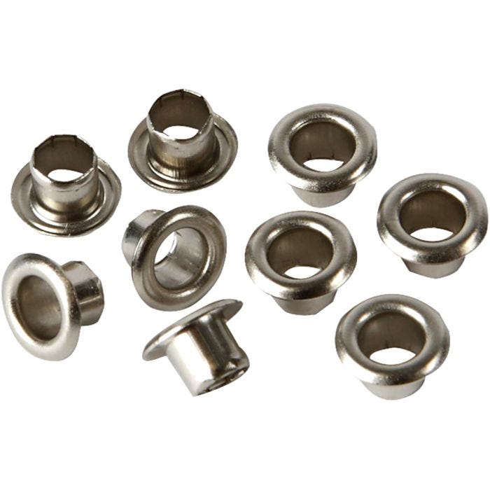 Ösen, H 4,5 mm, D 7,5 mm, Lochgröße 4 mm, Silber, 100 Stk/ 1 Pck