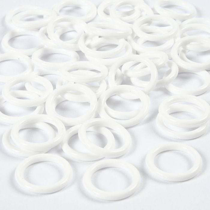 Plastikringe, Größe 15 mm, Dicke 2 mm, Weiß, 50 Stk/ 1 Pck