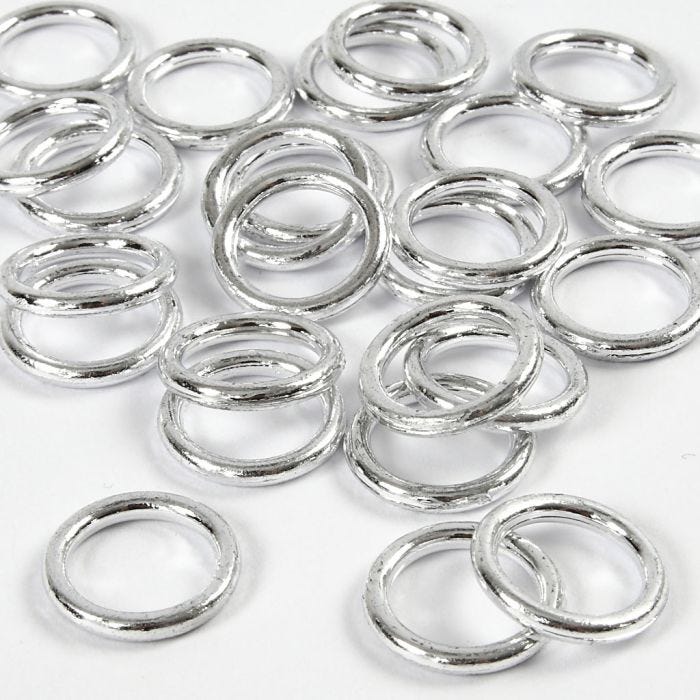 Plastikringe, Größe 15 mm, Dicke 2 mm, Silber, 25Stk/ 1 Pck