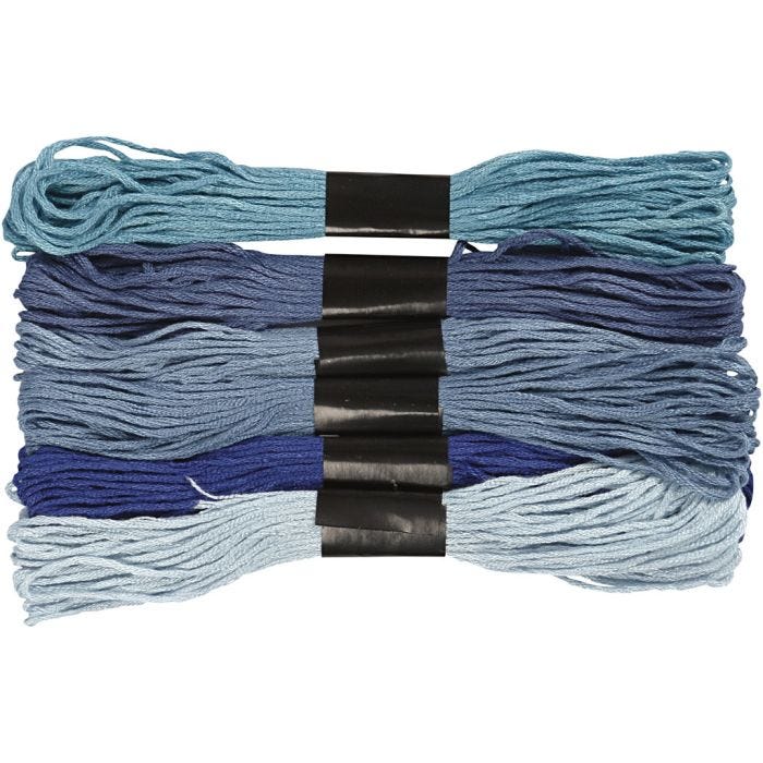 Stickgarn, Dicke 1 mm, Harmonie in Blau, 6Bündl./ 1 Pck