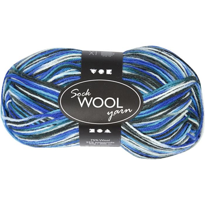 Sockenwolle, 200 M, Harmonie in Blau-Türkis, 50g/ 1 Knäuel