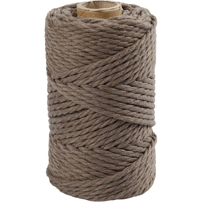 Macramé-Kordel, L 55 M, D 4 mm, Hellbraun, 330 g/ 1 Rolle