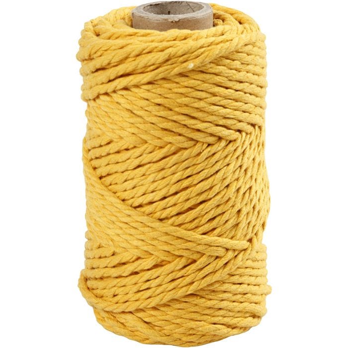 Macramé-Kordel, L 55 M, D 4 mm, Gelb, 330 g/ 1 Rolle