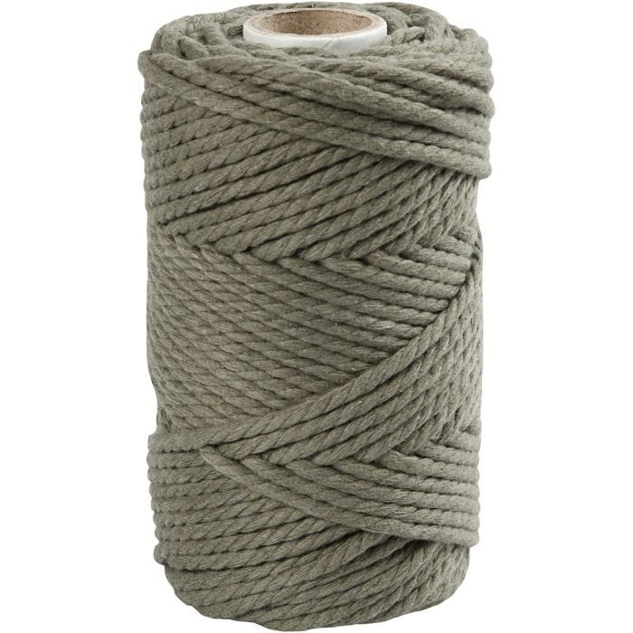 Macramé-Kordel, L 55 M, D 4 mm, Moosgrün, 330 g/ 1 Rolle