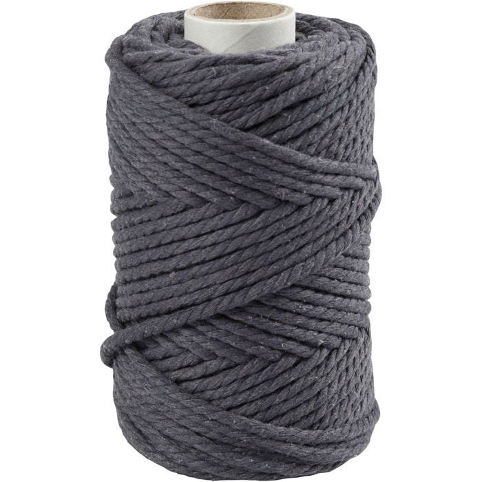 Macramé-Kordel, L 55 M, D 4 mm, Grau, 330 g/ 1 Rolle