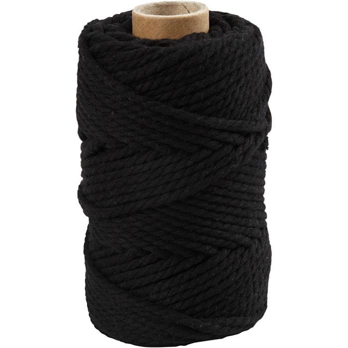 Macramé-Kordel, L 55 M, D 4 mm, Schwarz, 330 g/ 1 Rolle