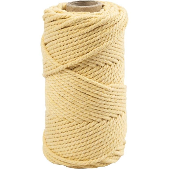 Macramé-Kordel, L 55 M, D 4 mm, Hellgelb, 330 g/ 1 Rolle