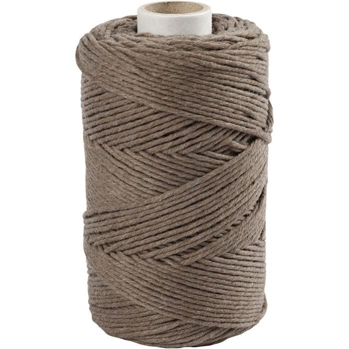 Macramé-Kordel, L 198 M, D 2 mm, Hellbraun, 330 g/ 1 Rolle