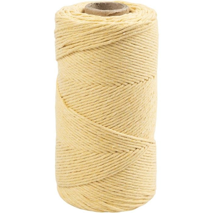 Macramé-Kordel, L 198 M, D 2 mm, Hellgelb, 330 g/ 1 Rolle