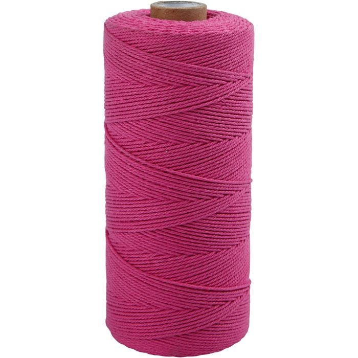 Macramé-Kordel, L 315 M, Dicke 1 mm, Dünne Qualität 12/12, Pink, 220 g/ 1 Knäuel